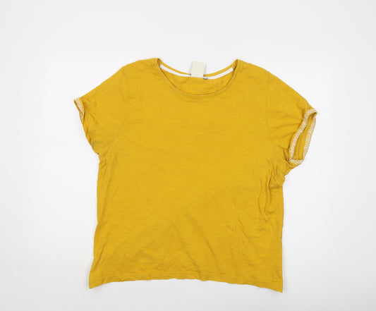 Weird Fish Womens Yellow Cotton Basic T-Shirt Size 20 Round Neck