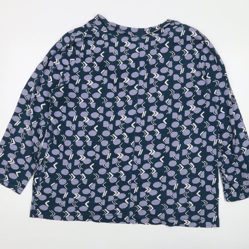 White Stuff Womens Green Geometric Cotton Basic Blouse Size 18 Roll Neck
