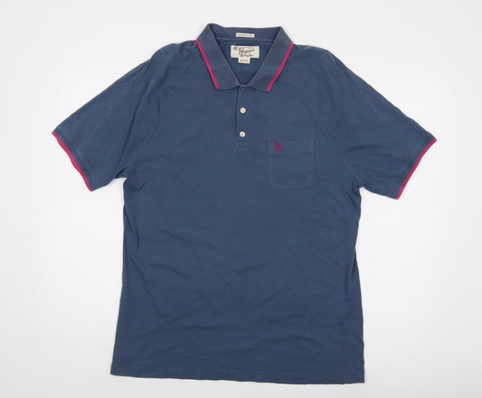 Penguin Mens Blue Cotton Polo Size XL Collared Button