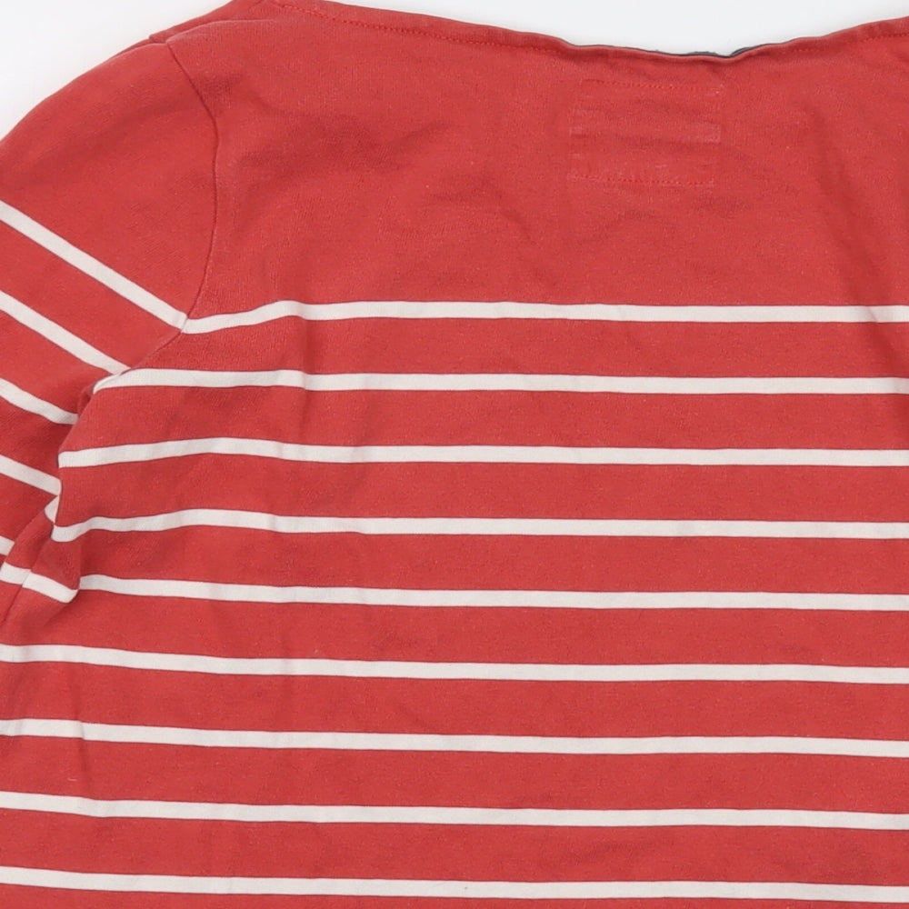 Jack Wills Womens Orange Striped Cotton Basic T-Shirt Size 10 Round Neck