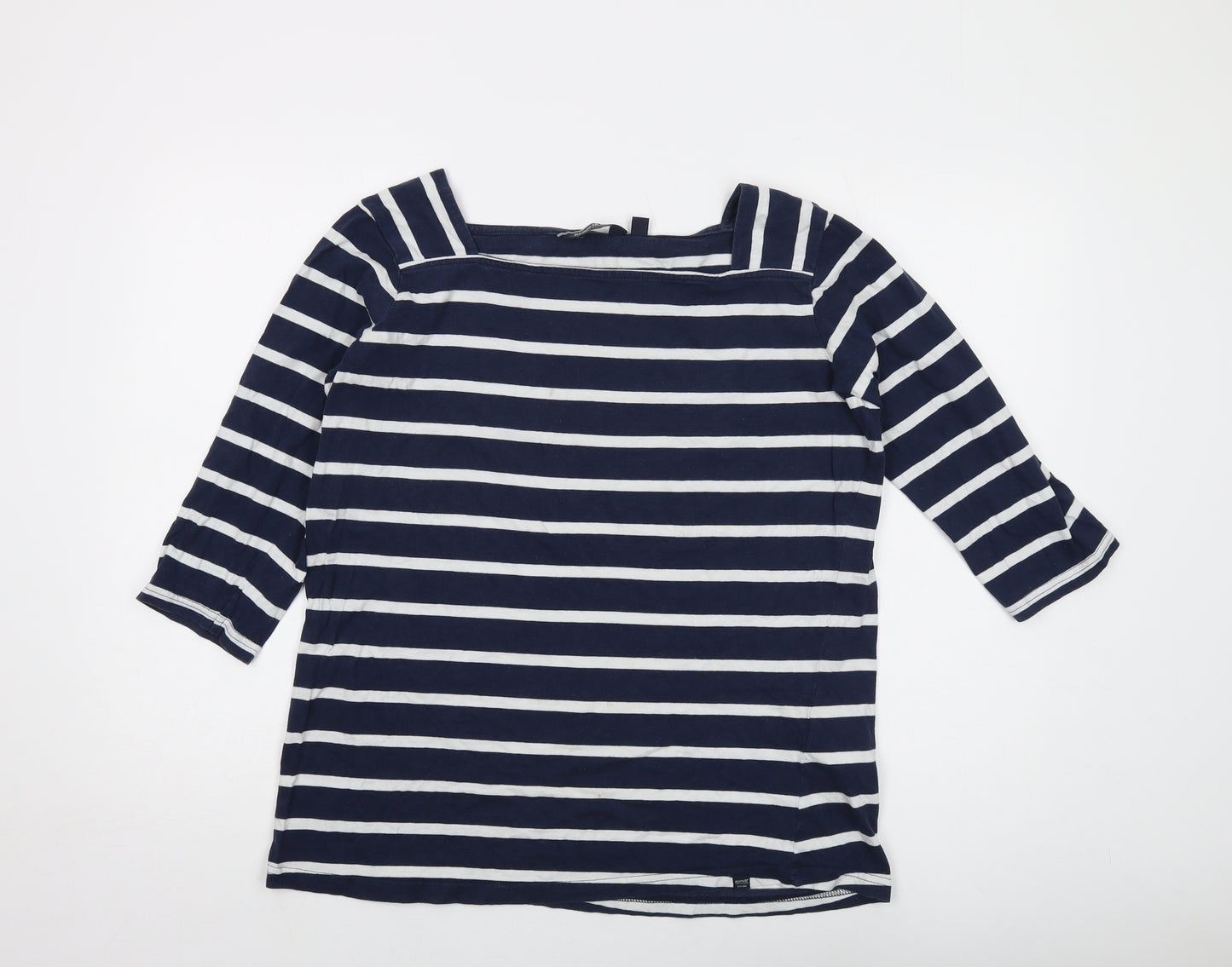 Regatta Womens Blue Striped Cotton Basic T-Shirt Size 18 Square Neck