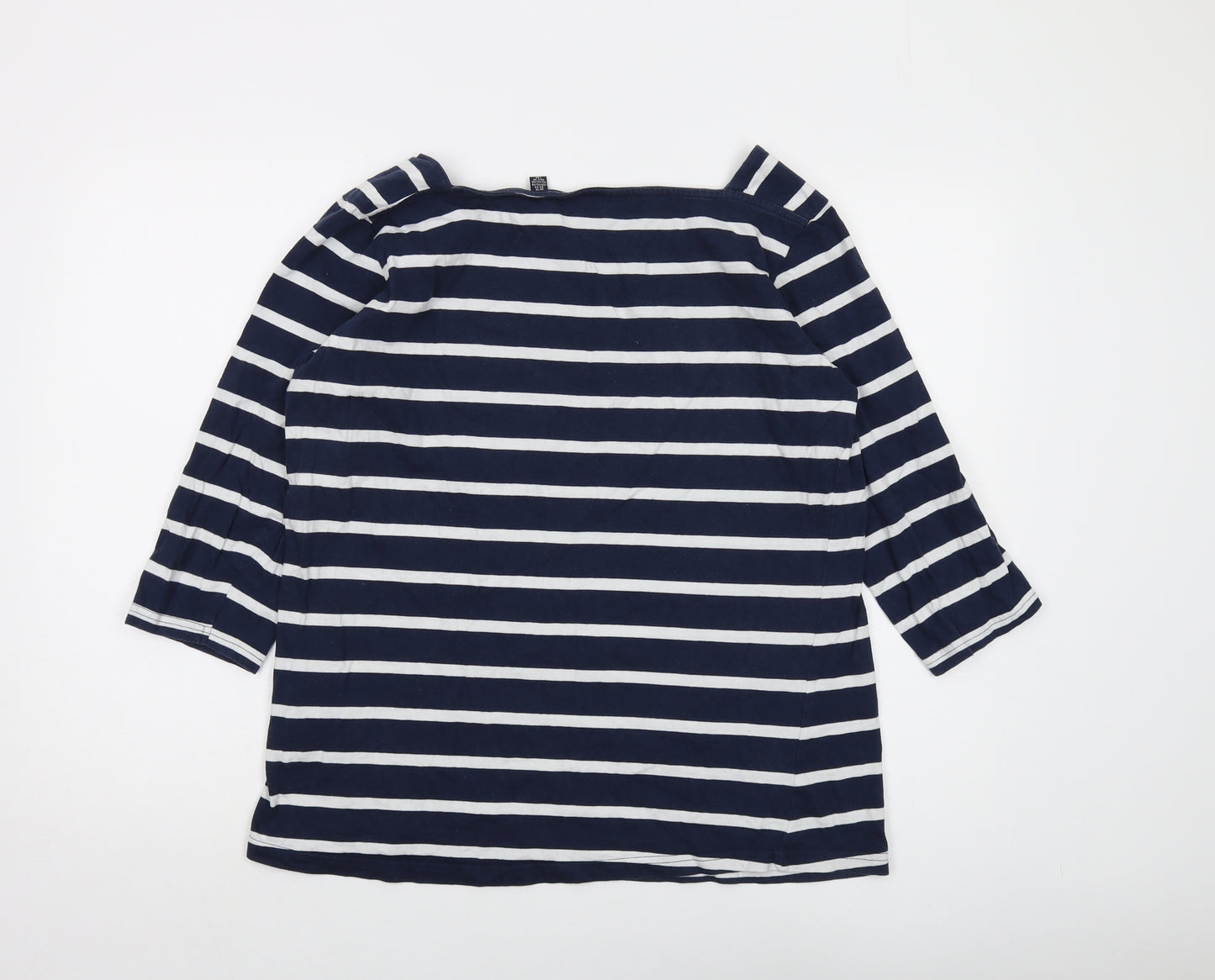 Regatta Womens Blue Striped Cotton Basic T-Shirt Size 18 Square Neck