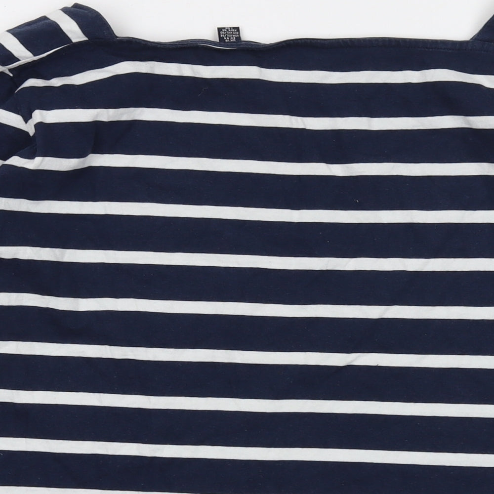 Regatta Womens Blue Striped Cotton Basic T-Shirt Size 18 Square Neck