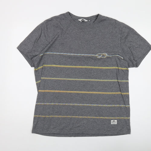 Penfield Mens Grey Striped Polyester T-Shirt Size XL Crew Neck