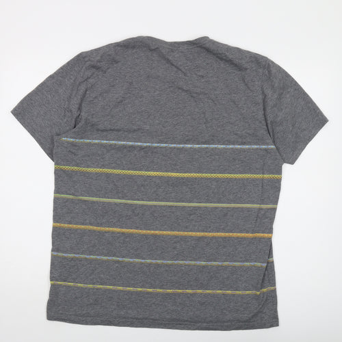 Penfield Mens Grey Striped Polyester T-Shirt Size XL Crew Neck