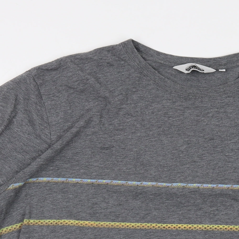 Penfield Mens Grey Striped Polyester T-Shirt Size XL Crew Neck