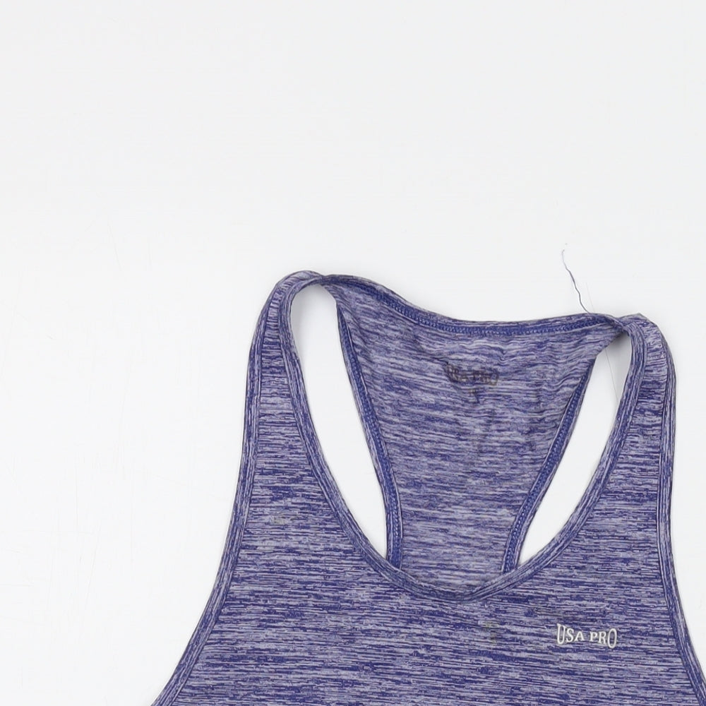 USA Pro Womens Blue Polyester Basic Tank Size 10 Round Neck Pullover