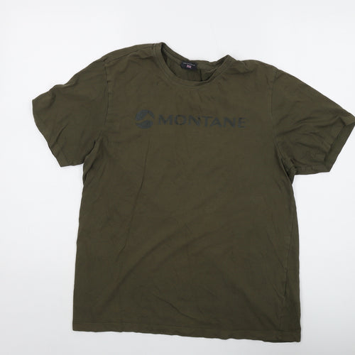 Montane Mens Green Cotton T-Shirt Size M Crew Neck