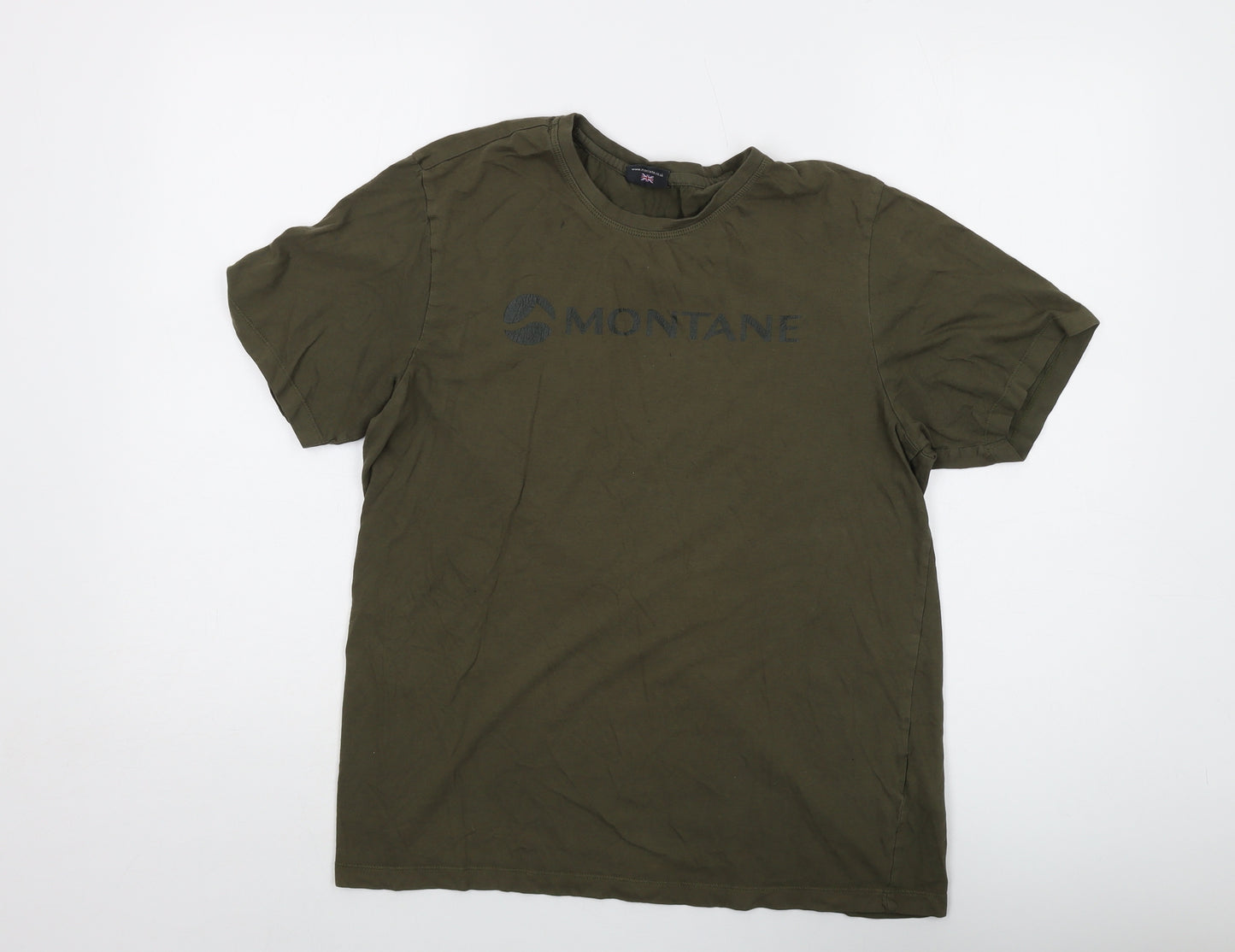 Montane Mens Green Cotton T-Shirt Size M Crew Neck