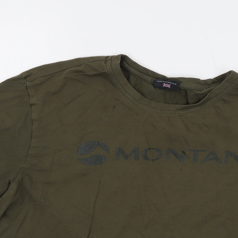 Montane Mens Green Cotton T-Shirt Size M Crew Neck