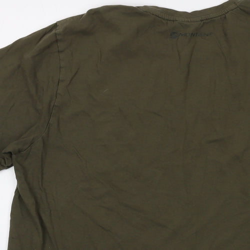 Montane Mens Green Cotton T-Shirt Size M Crew Neck