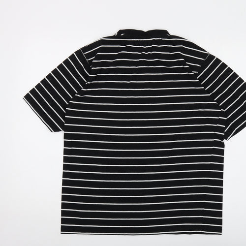 Defected Mens Black Striped Cotton T-Shirt Size L Crew Neck