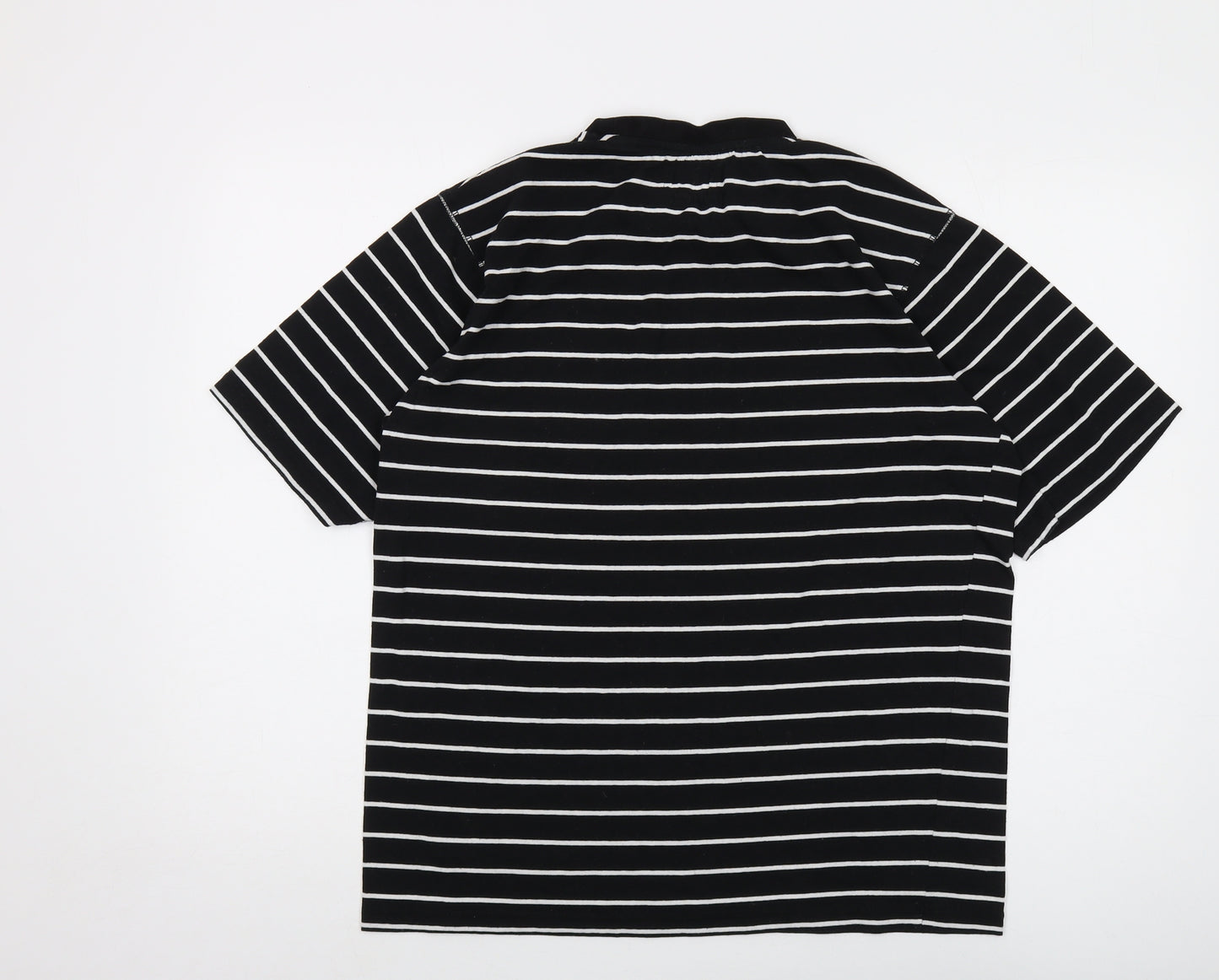 Defected Mens Black Striped Cotton T-Shirt Size L Crew Neck