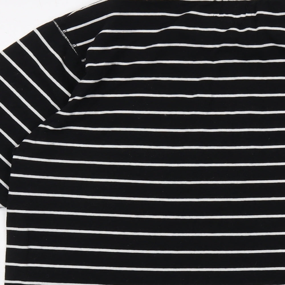 Defected Mens Black Striped Cotton T-Shirt Size L Crew Neck