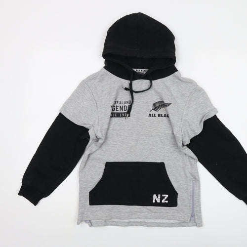 All Blacks Boys Grey Polyester Pullover Hoodie Size 9 Years Pullover