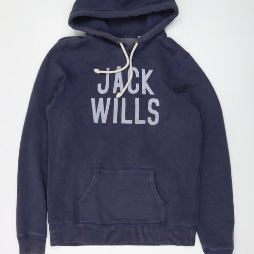 Jack Wills Womens Blue Cotton Pullover Hoodie Size 14 Pullover