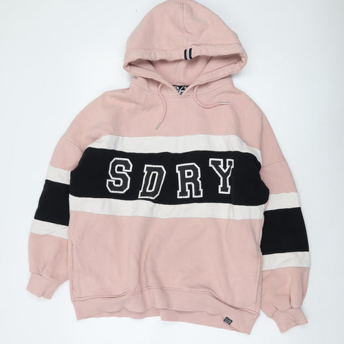 Superdry Womens Pink Cotton Pullover Hoodie Size S Pullover