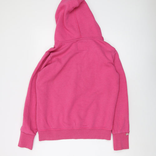 Superdry Womens Pink Cotton Pullover Hoodie Size L Pullover