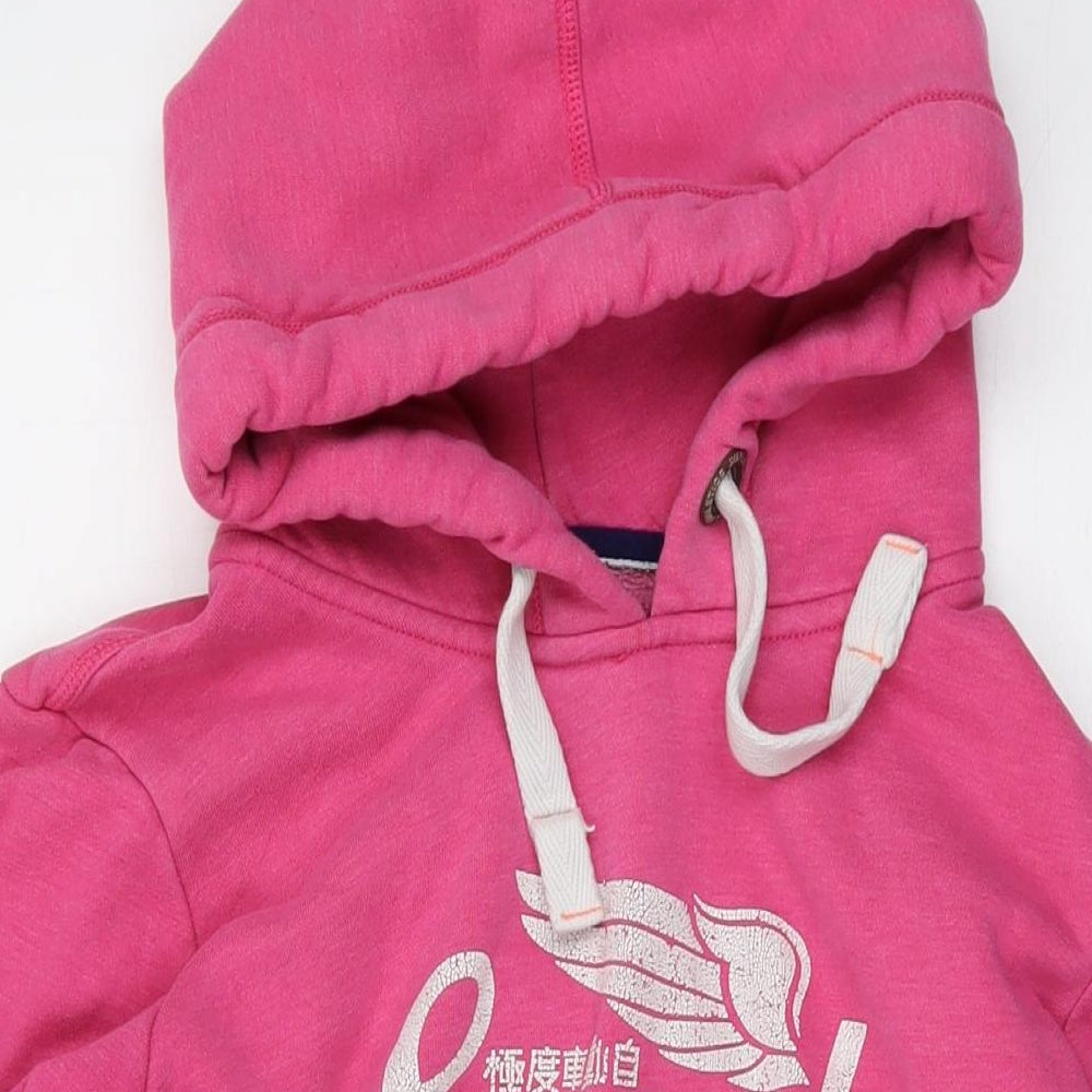 Superdry Womens Pink Cotton Pullover Hoodie Size L Pullover