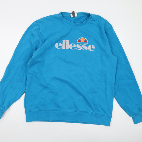 ellesse Mens Blue Cotton Pullover Sweatshirt Size L