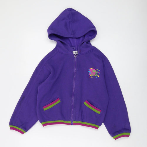 DASH Girls Purple Polyester Full Zip Hoodie Size 8-9 Years Zip