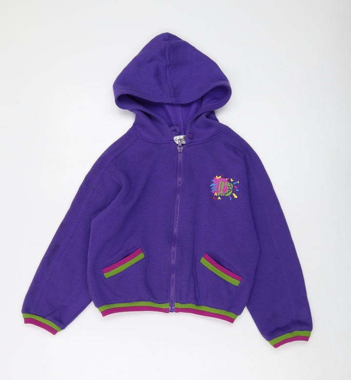 DASH Girls Purple Polyester Full Zip Hoodie Size 8-9 Years Zip