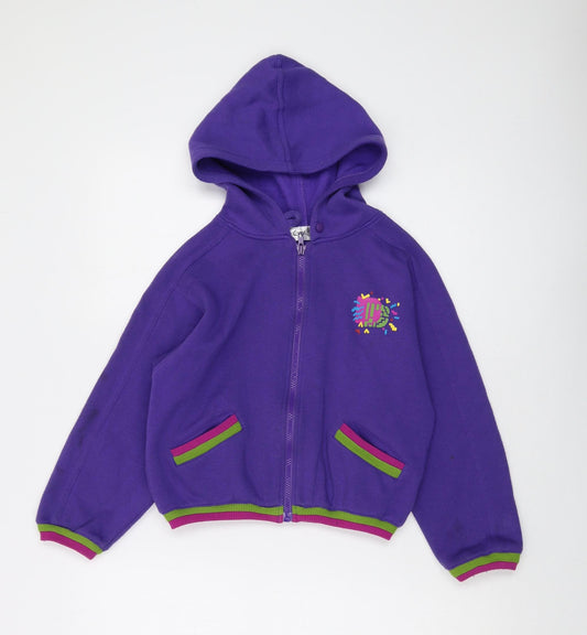 DASH Girls Purple Polyester Full Zip Hoodie Size 8-9 Years Zip