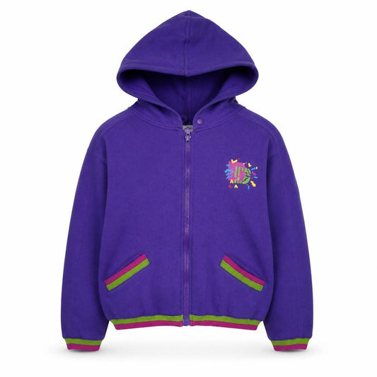 DASH Girls Purple Polyester Full Zip Hoodie Size 8-9 Years Zip