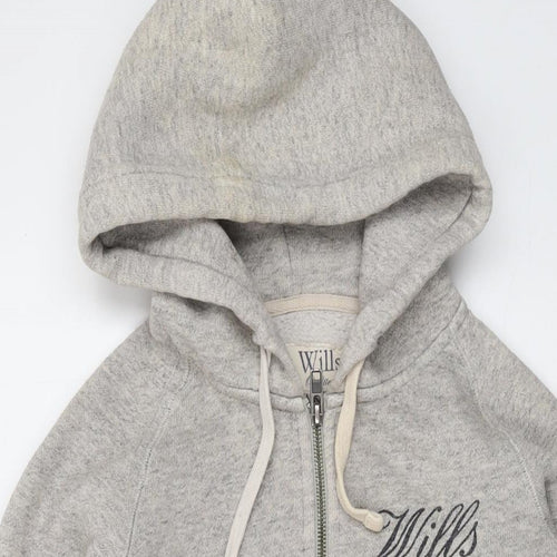 Jack Wills Womens Grey Cotton Full Zip Hoodie Size 6 Zip