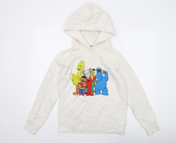 Sesame Street Womens Ivory Cotton Pullover Hoodie Size S Pullover