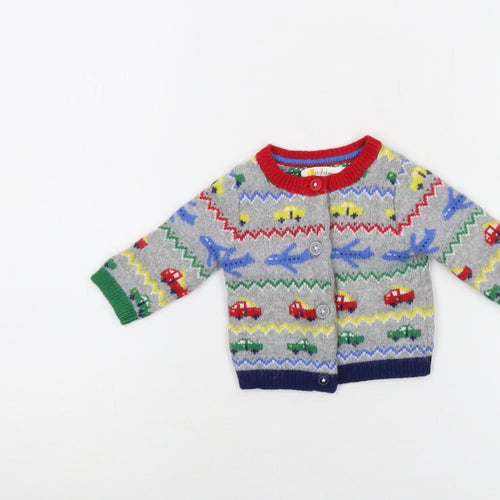 Bodsen Boys Grey Geometric Polyamide Cardigan Jumper Size 0-3 Months Button