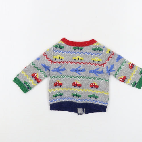 Bodsen Boys Grey Geometric Polyamide Cardigan Jumper Size 0-3 Months Button