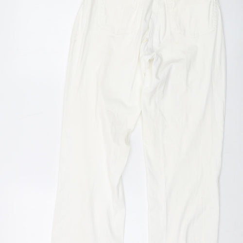 JDV Womens Ivory Cotton Trousers Size 12 L29 in Regular Button