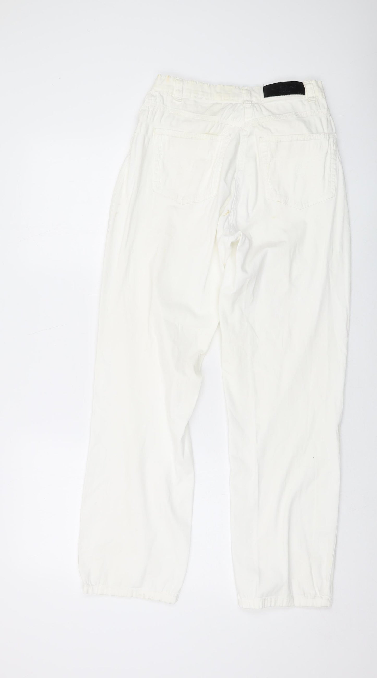 JDV Womens Ivory Cotton Trousers Size 12 L29 in Regular Button