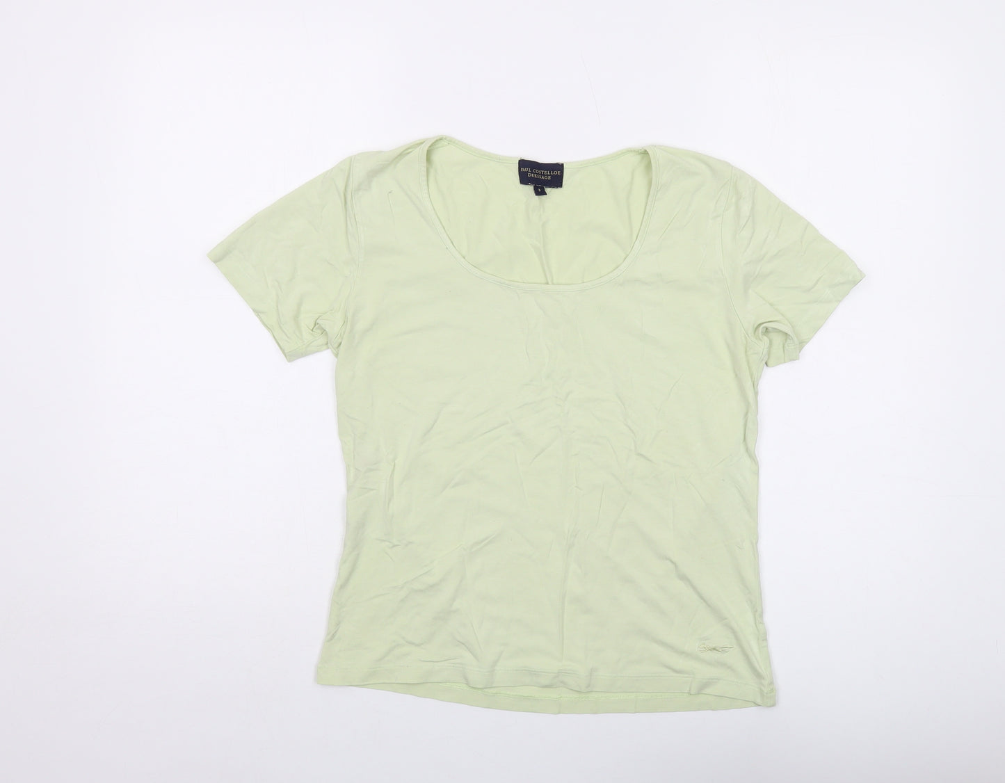 Paul Costelloe Womens Green Viscose Basic T-Shirt Size L Round Neck