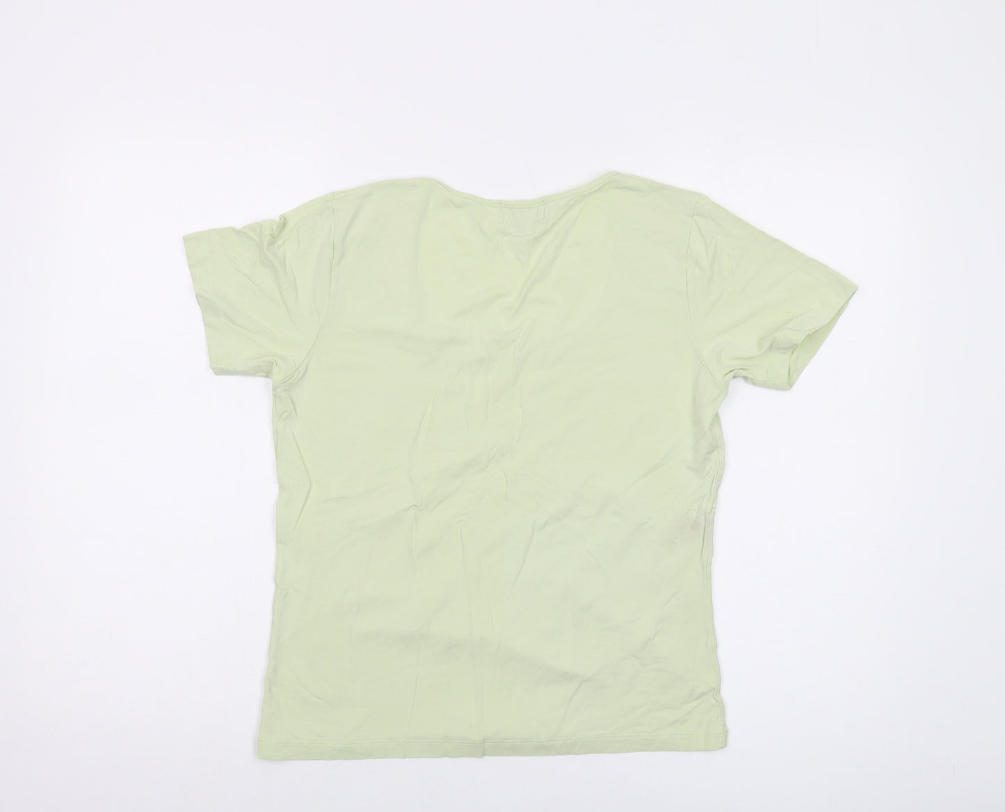 Paul Costelloe Womens Green Viscose Basic T-Shirt Size L Round Neck