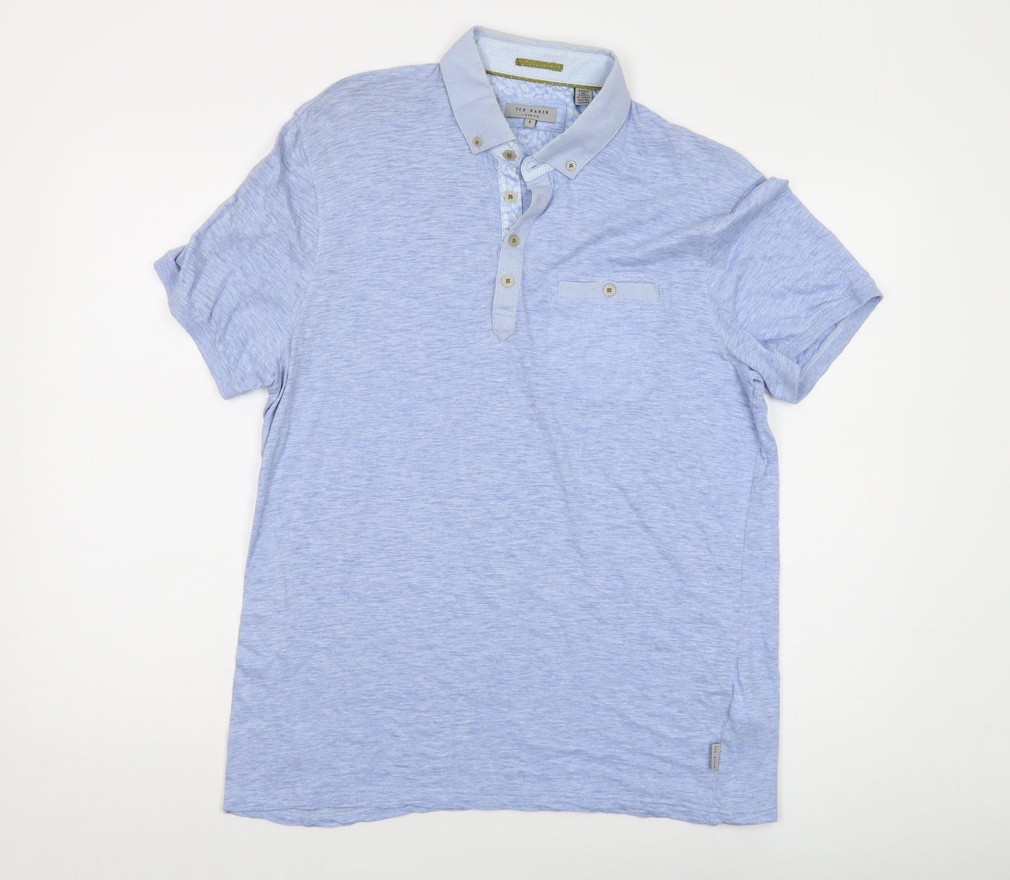 Ted Baker Mens Blue Cotton Polo Size XL Collared Button