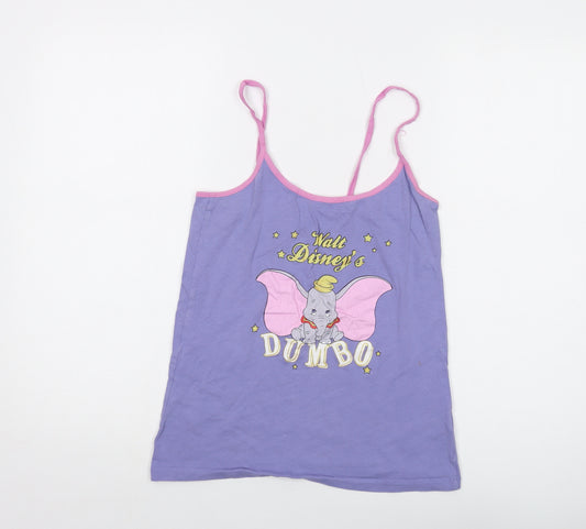 Disney Womens Purple Cotton Basic Tank Size 12 Round Neck - Dumbo