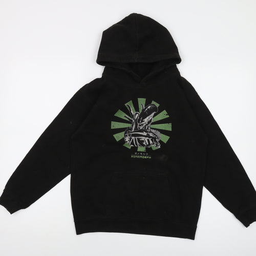 Alien Boys Black Cotton Pullover Hoodie Size 12-13 Years Pullover - Xenomorph