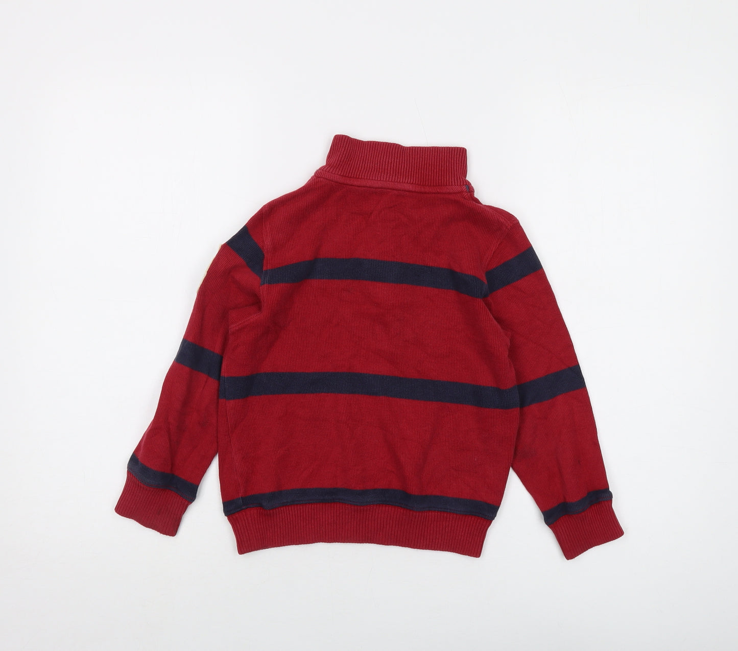 Gap Boys Red Mock Neck Striped Cotton Pullover Jumper Size 4-5 Years Button