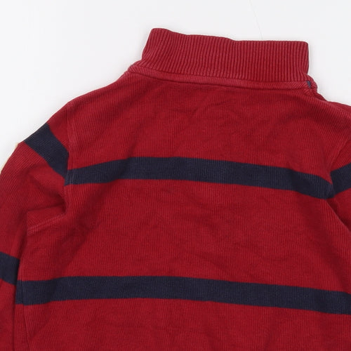 Gap Boys Red Mock Neck Striped Cotton Pullover Jumper Size 4-5 Years Button