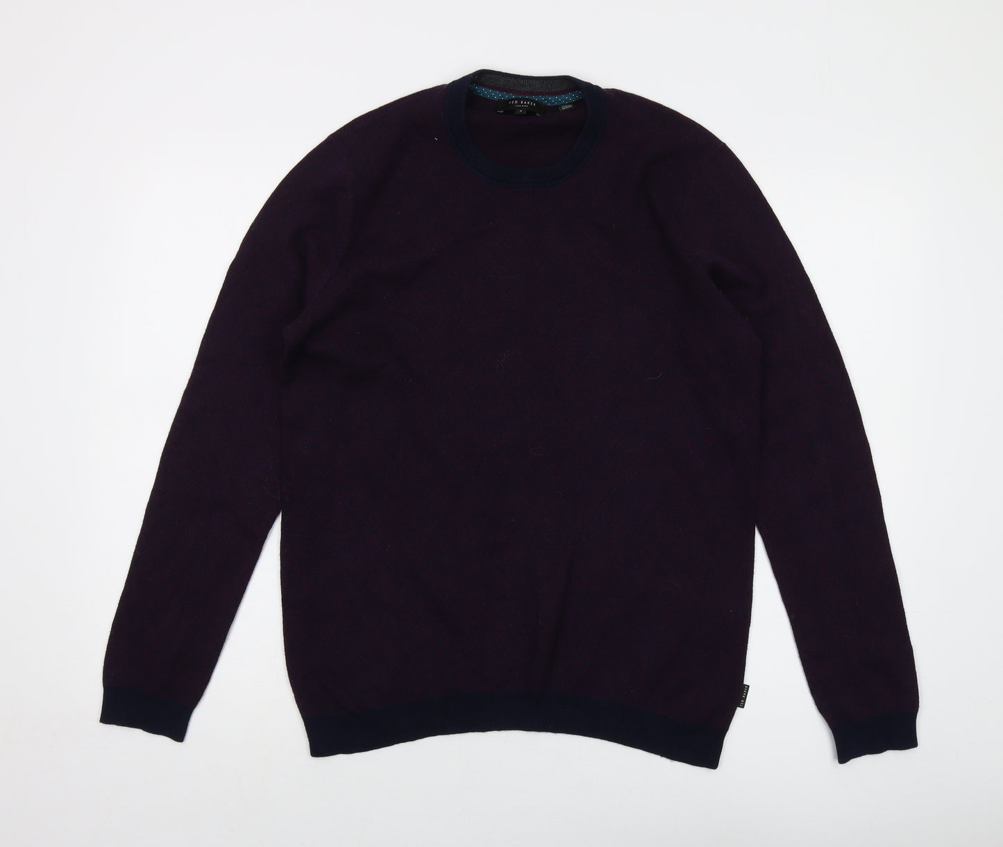 Ted Baker Mens Purple Round Neck Cotton Pullover Jumper Size L Long Sleeve