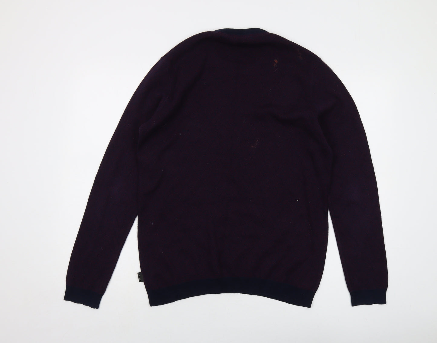 Ted Baker Mens Purple Round Neck Cotton Pullover Jumper Size L Long Sleeve