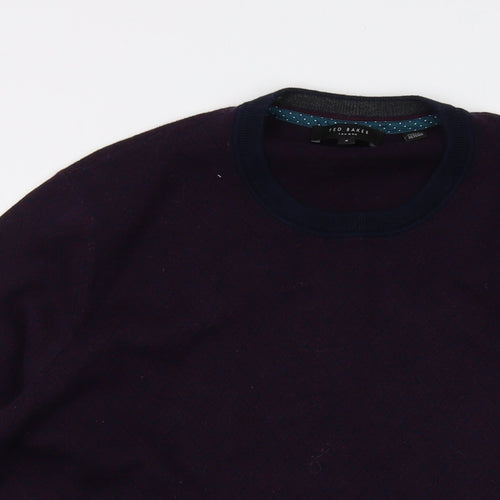 Ted Baker Mens Purple Round Neck Cotton Pullover Jumper Size L Long Sleeve