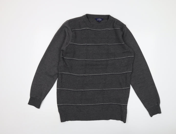 J.J.Willis Mens Grey Roll Neck Polyester Pullover Jumper Size L Long Sleeve