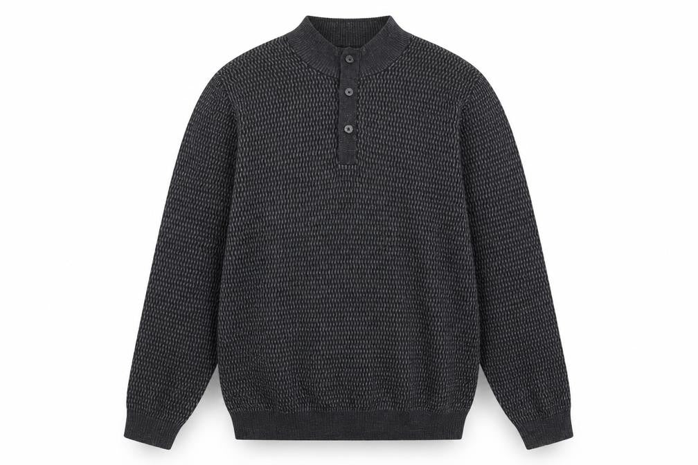 Front view of Joseph Abboud men’s grey mock neck wool jumper, size 2XL, long sleeve