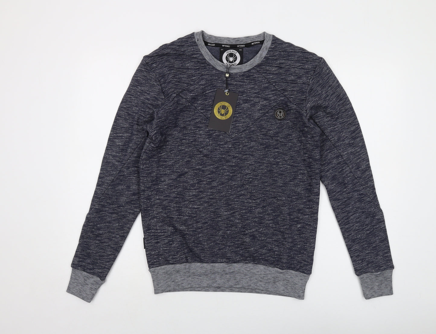 Intense Mens Blue Cotton Pullover Sweatshirt Size S