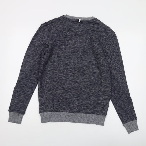 Intense Mens Blue Cotton Pullover Sweatshirt Size S