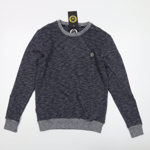 Intense Mens Blue Cotton Pullover Sweatshirt Size S