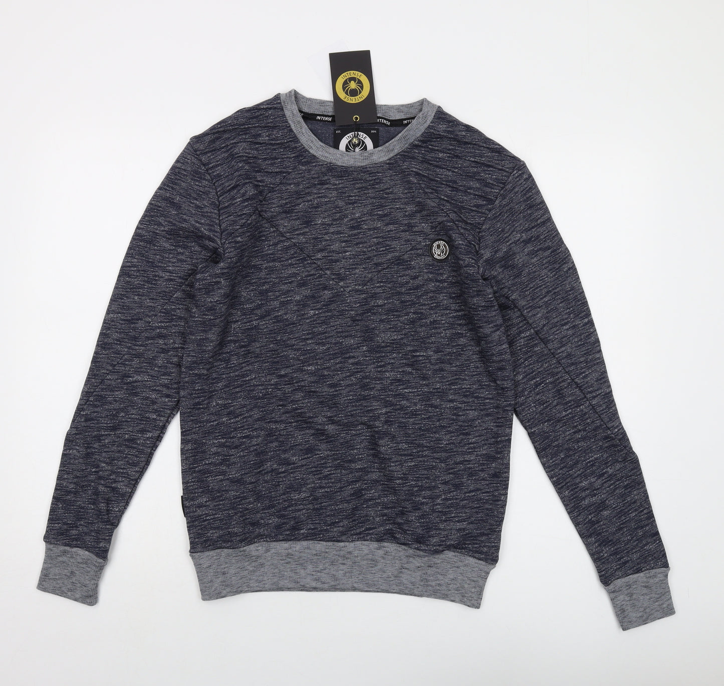 Intense Mens Blue Cotton Pullover Sweatshirt Size S